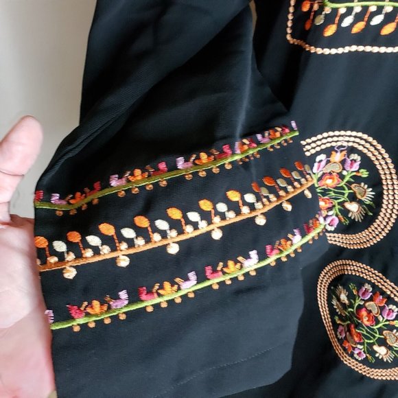 Vtg SUCI XXXL Black Hippie BOHO Embroidered Caftan Tunic Dress High Quality - Picture 5 of 11